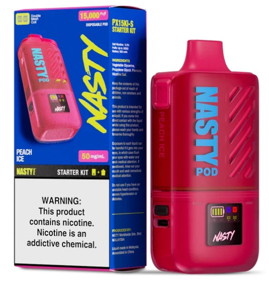 Nasty -Peach Ice Pod Starter Kit PX15Ki-S 15000Puff